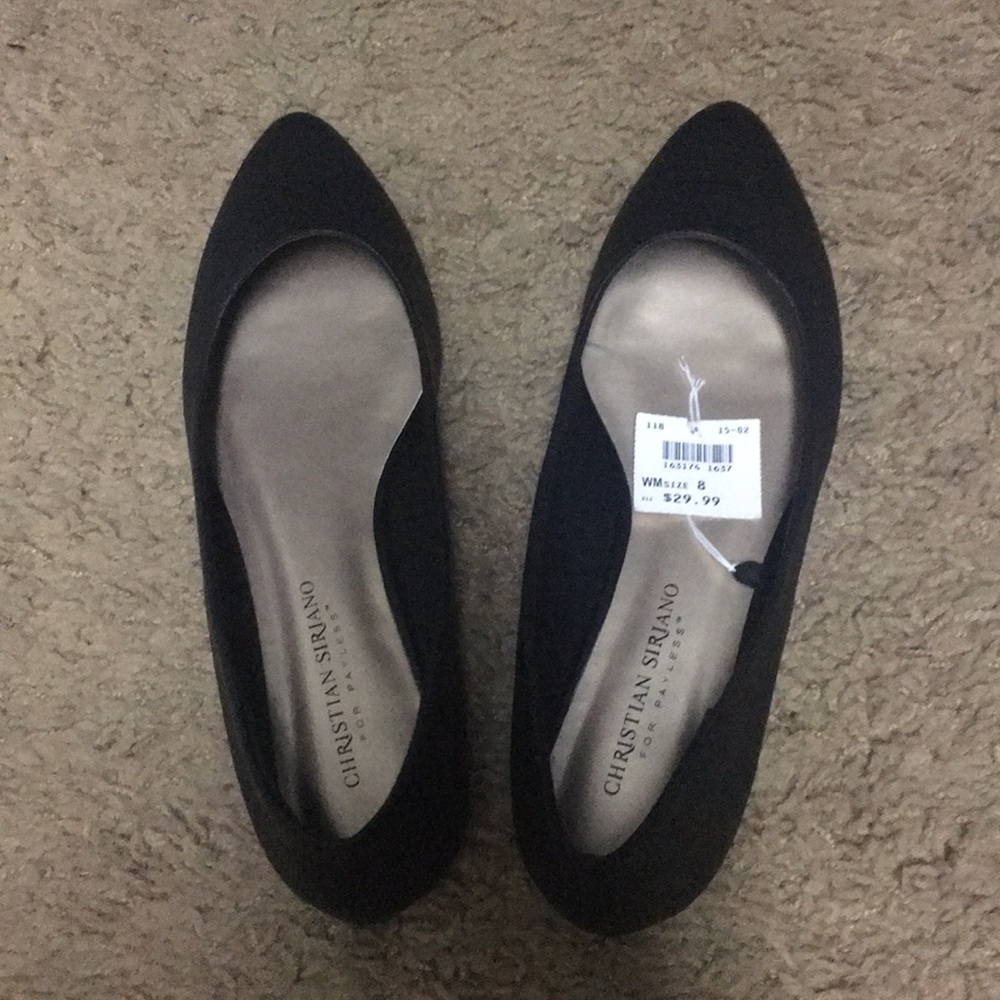 Black pointed toe flats